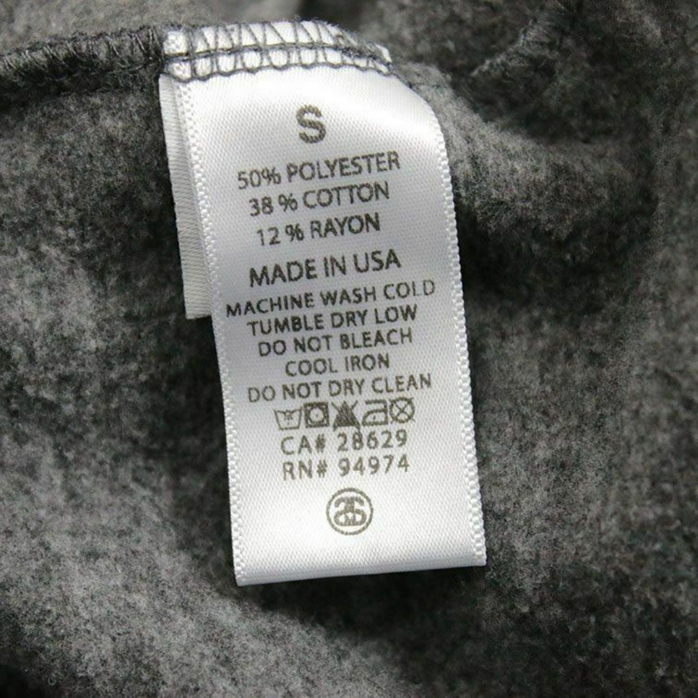 STUSSY Gray Logo Hoodie Sweatshirt SMALL - Picture 6 of 6